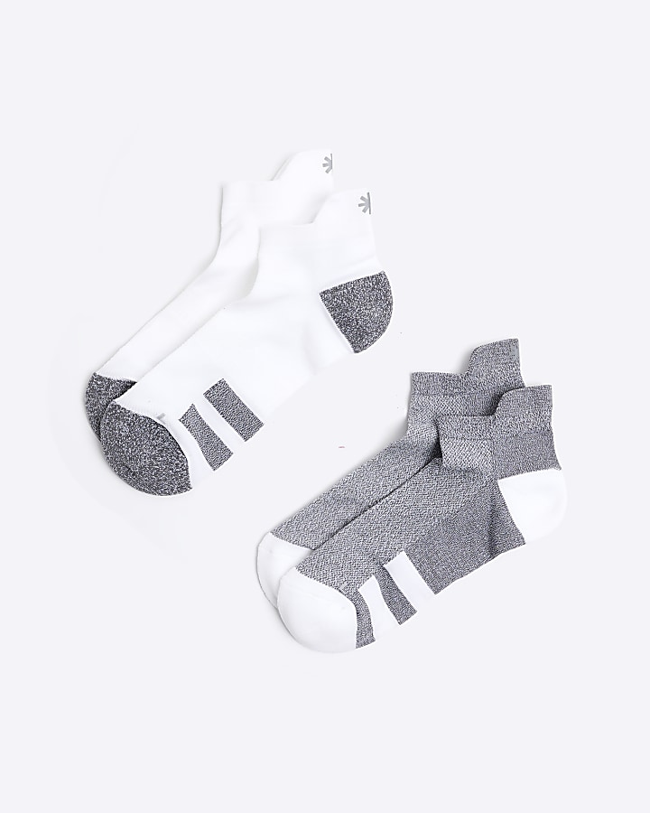 2PK white sport trainer socks