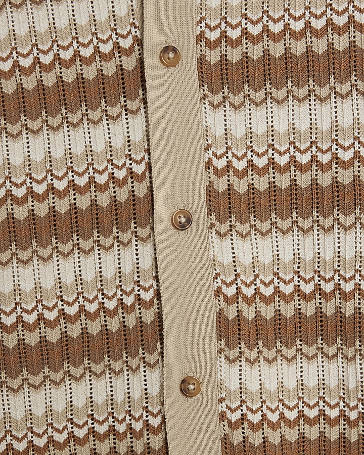 Stone slim fit knit stripe shirt