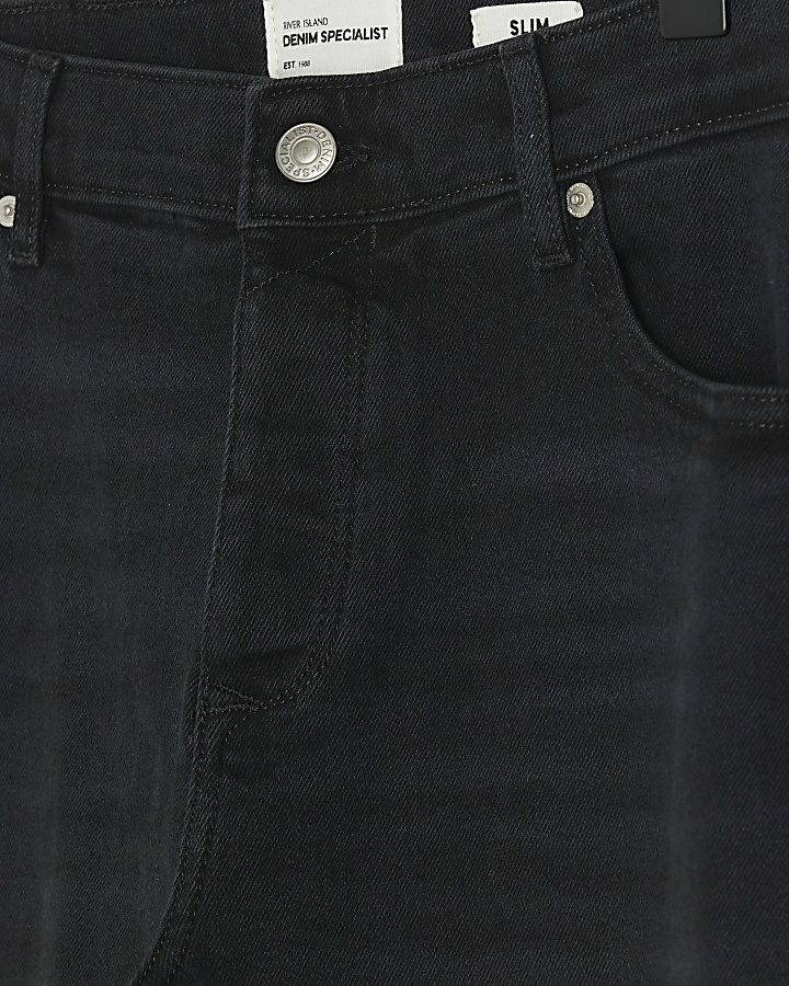 Washed black slim fit jeans | River Island