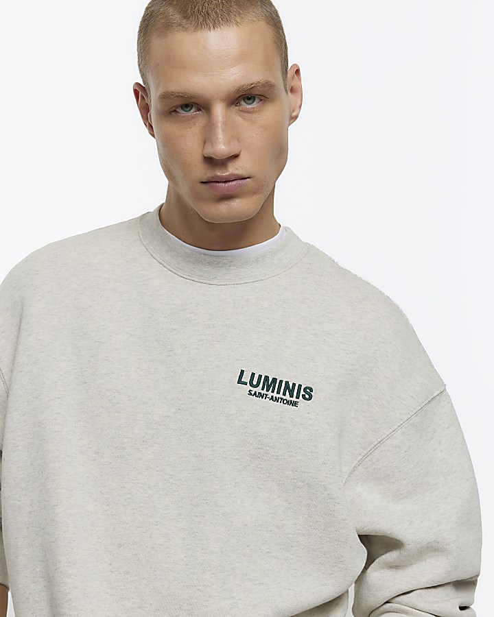 Grey oversized fit graphic sweatshirt