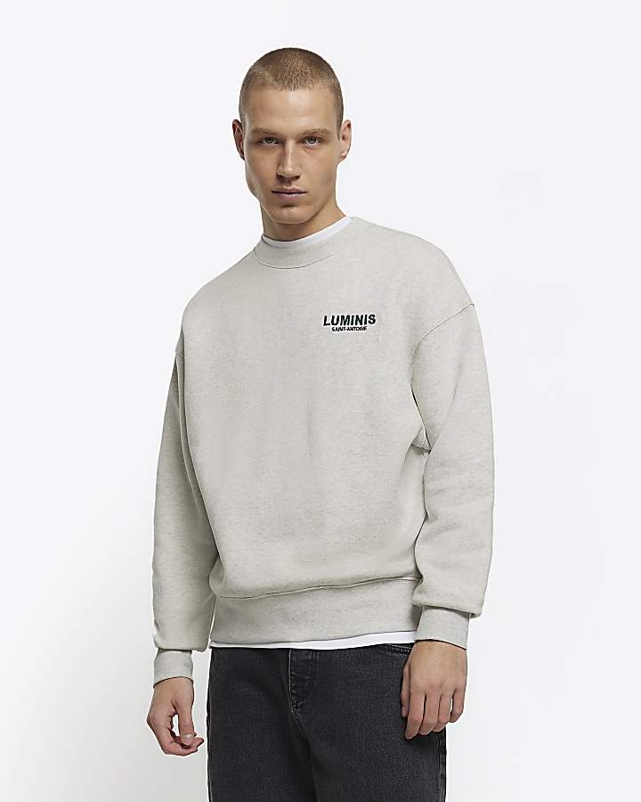 Grey oversized fit graphic sweatshirt