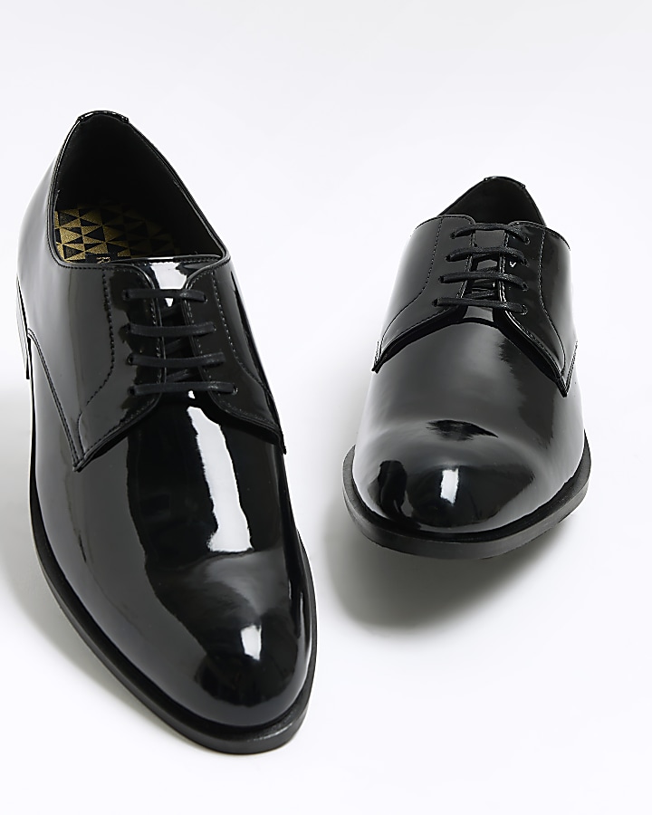 Black patent derby shoes