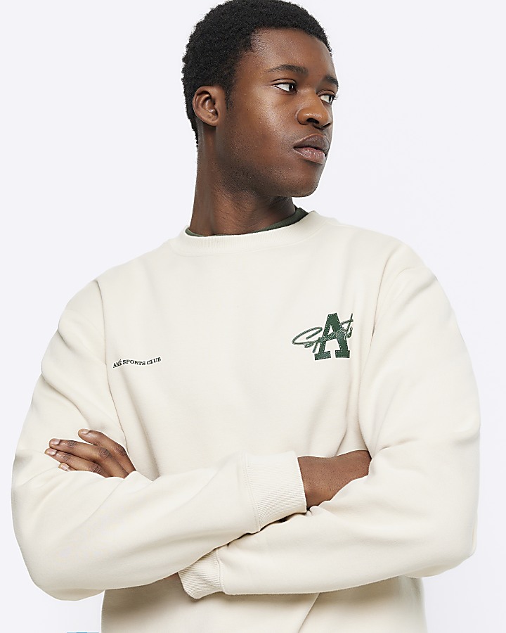 Beige regular fit graphic Aperton sweatshirt
