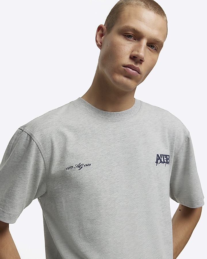 Grey regular fit graphic print t-shirt | River Island