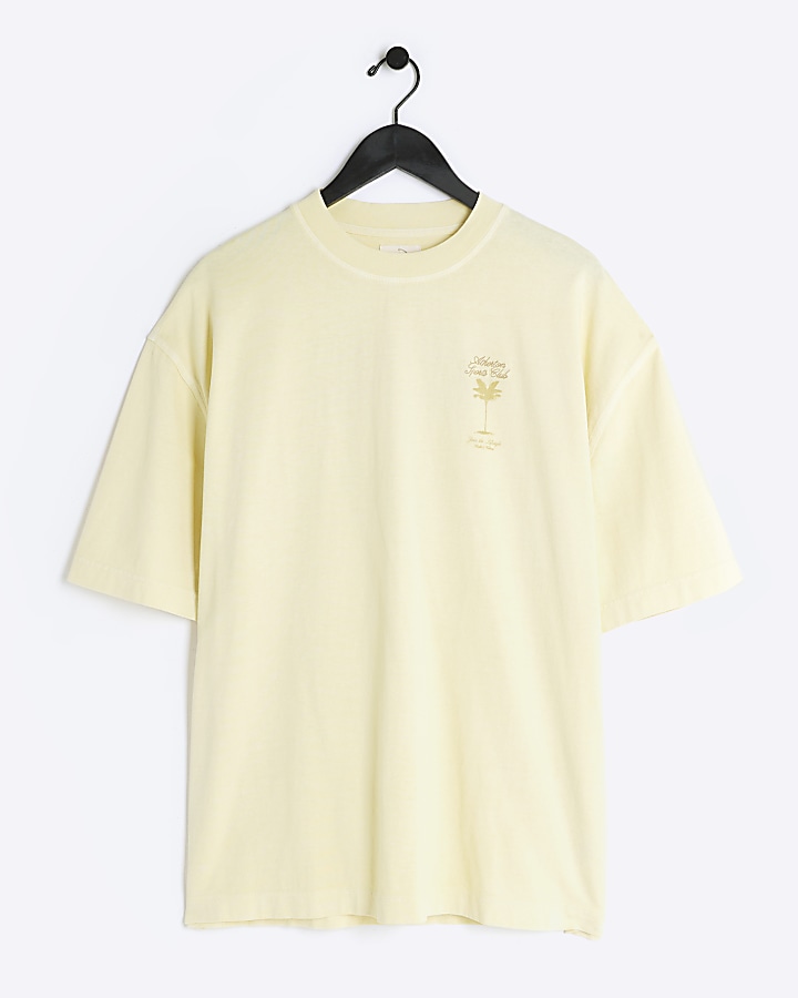 Yellow regular graphic embroidered t-shirt