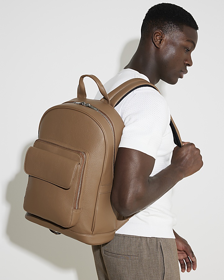 Brown front pocket backpack