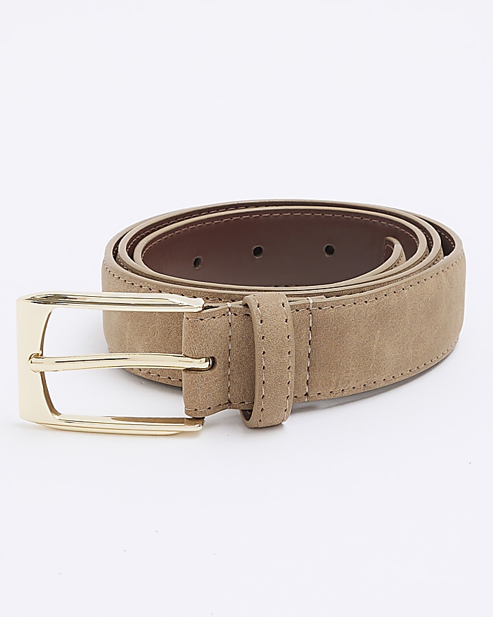 Stone faux leather suede belt