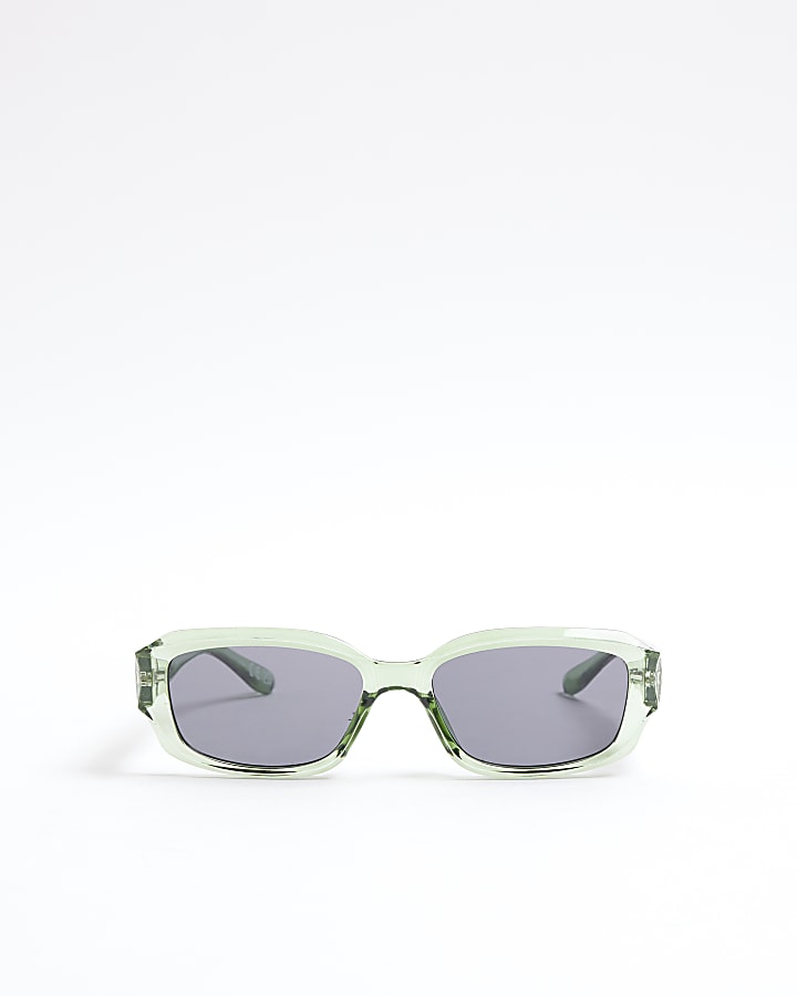 Green clear frame square sunglasses