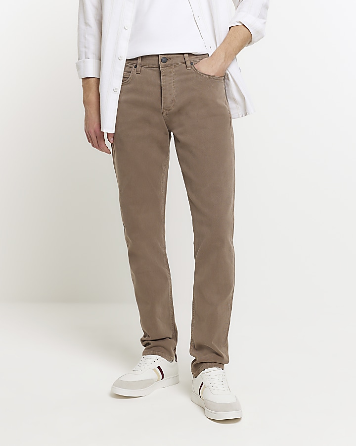 Brown slim fit jeans | River Island