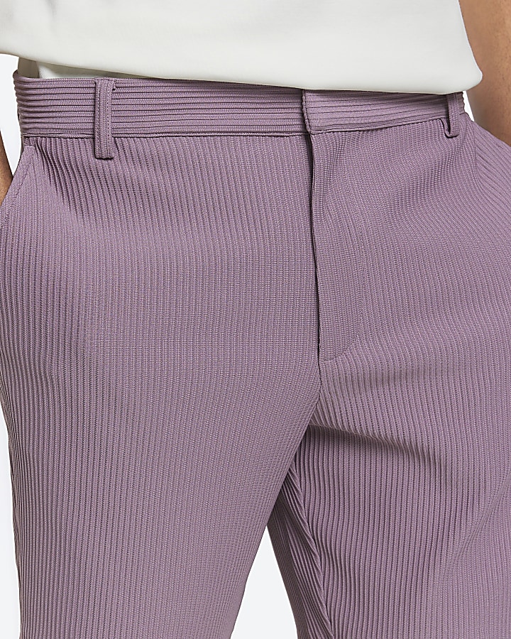 Purple regular fit plisse short
