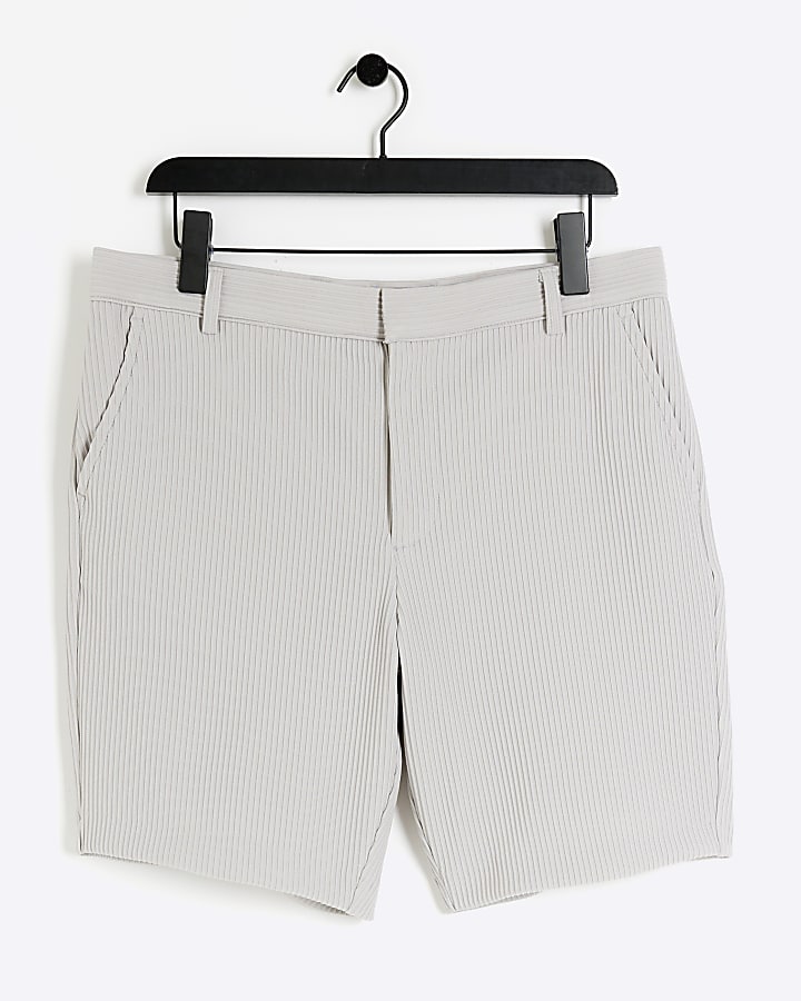 Grey regular fit plisse shorts