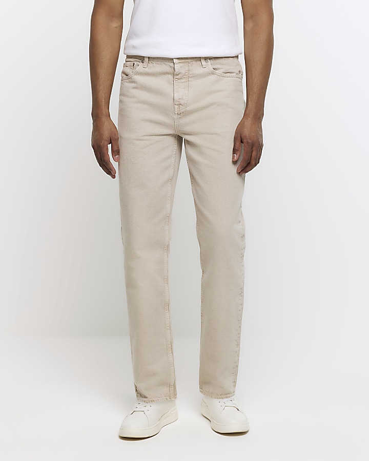 Stone straight fit jeans | River Island