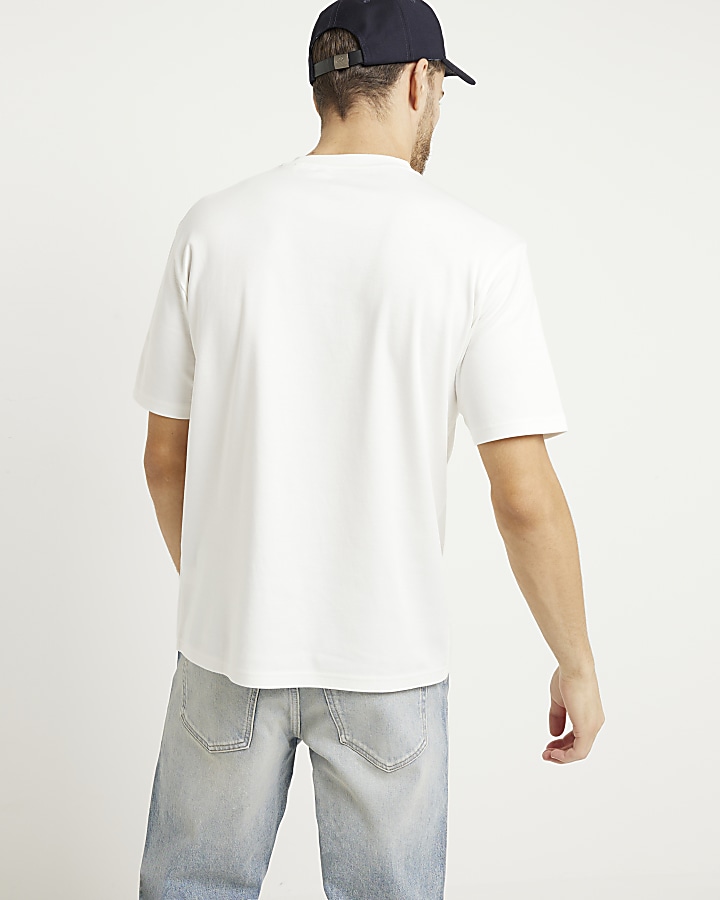 Ecru slim fit mercerised cotton t-shirt