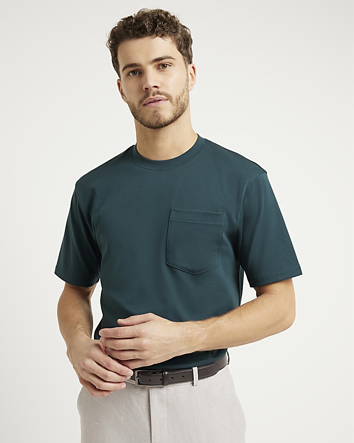 Green slim fit mercerised cotton t-shirt