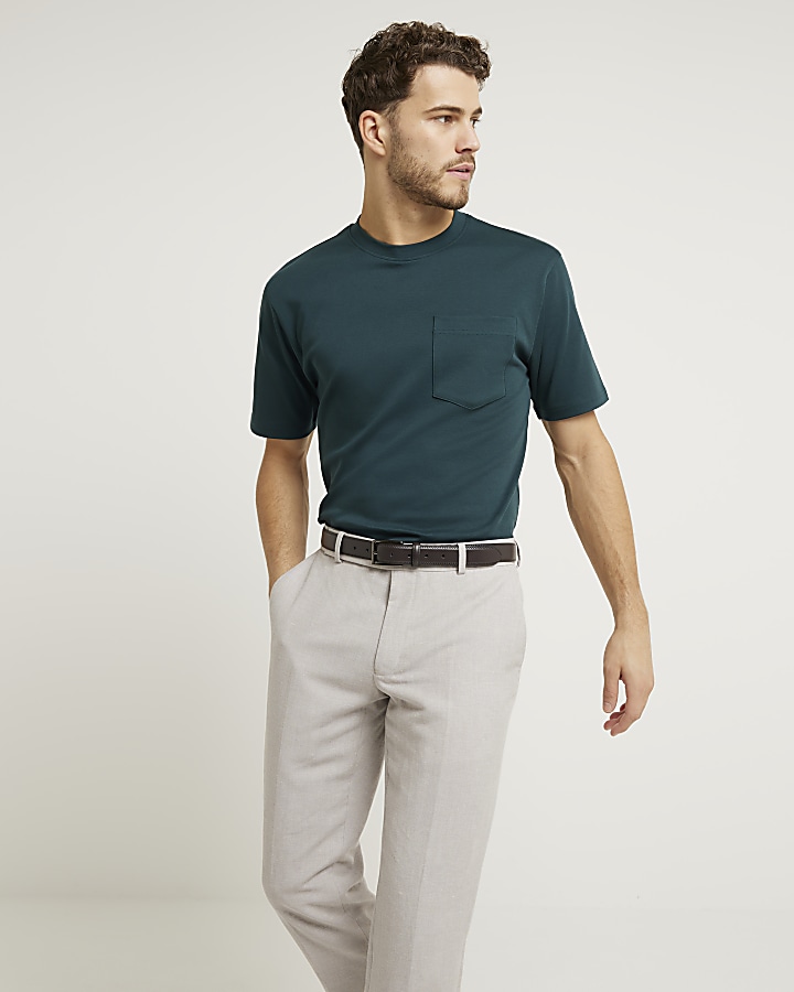Green slim fit mercerised cotton t-shirt