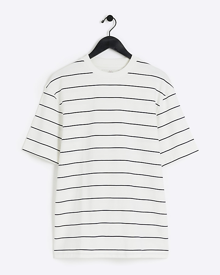 White regular fit RI Studio stripe t-shirt
