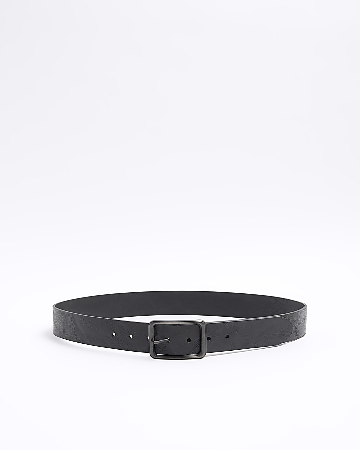 Black leather casual belts