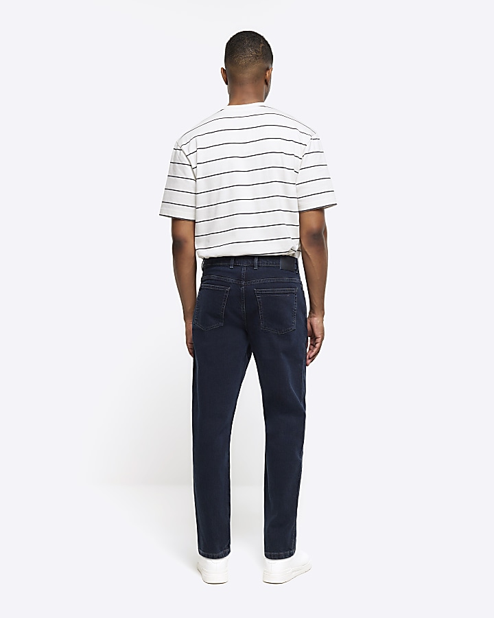 Dark blue tapered fit jeans