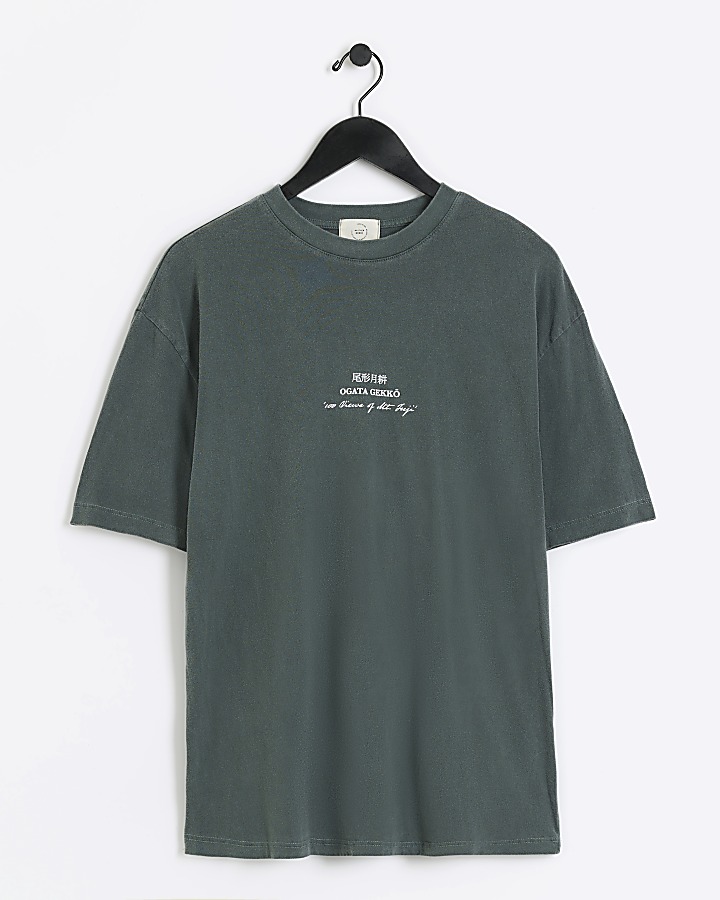 Washed green oversized fit graphic t-shirt