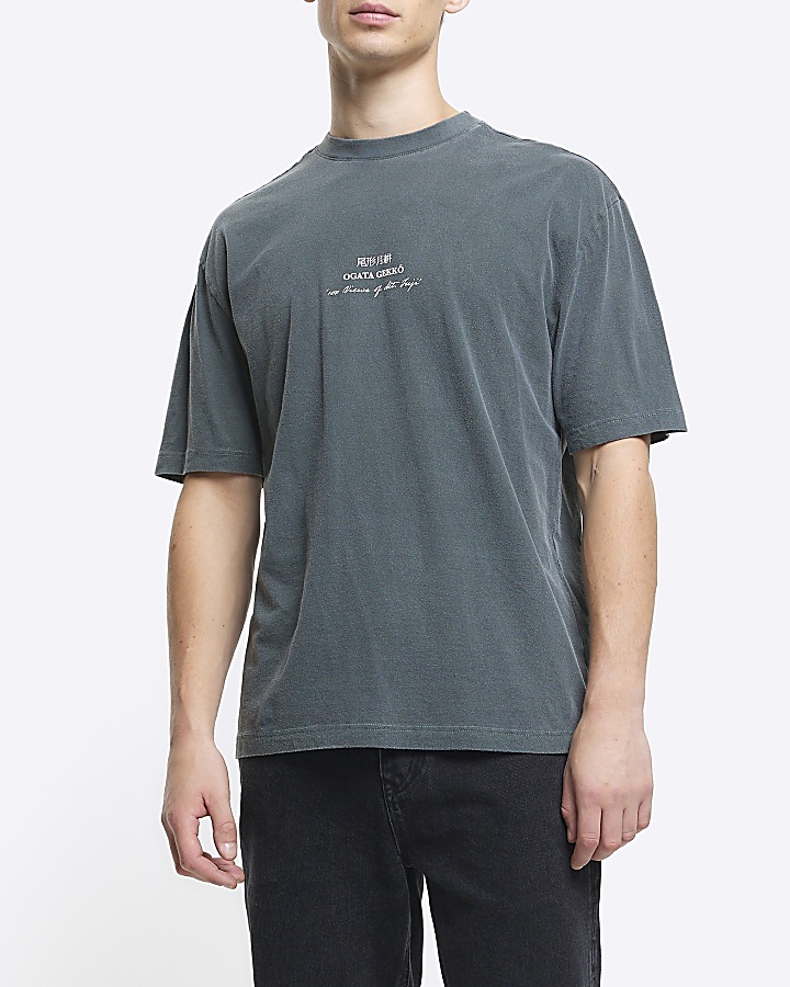 Washed green oversized fit graphic t-shirt