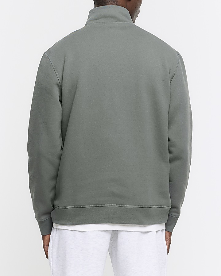 Green regular fit funnel sweatshirt