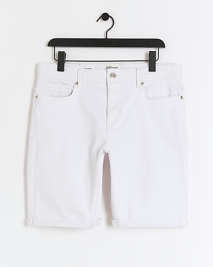 White skinny fit denim shorts