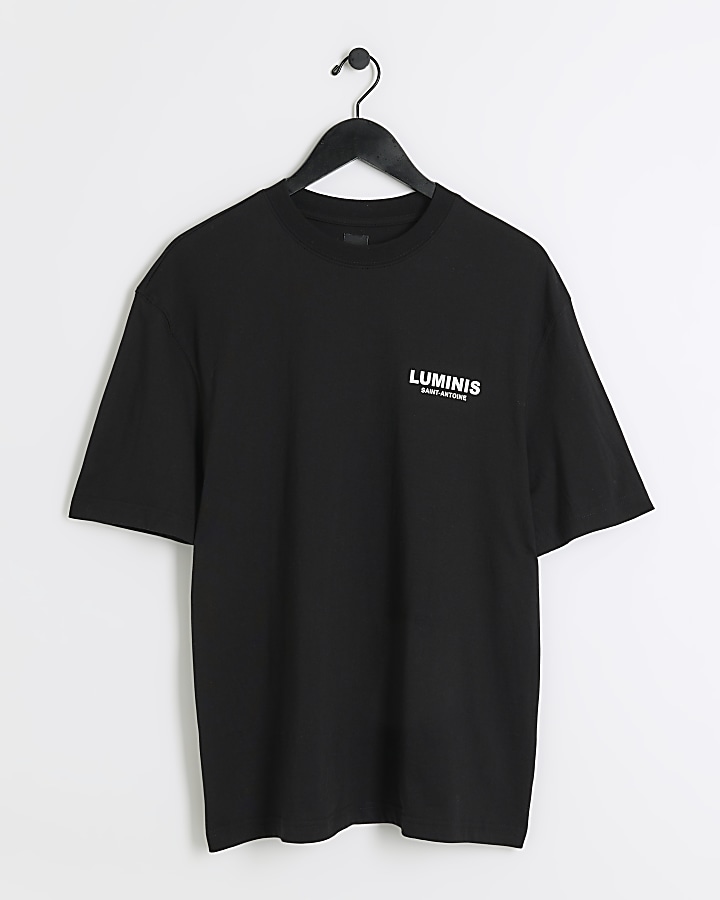 Black Regular Fit Graphic Print T-Shirt | River Island