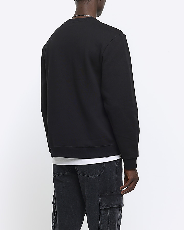 Black regular fit graphic sweatshirt | River Island