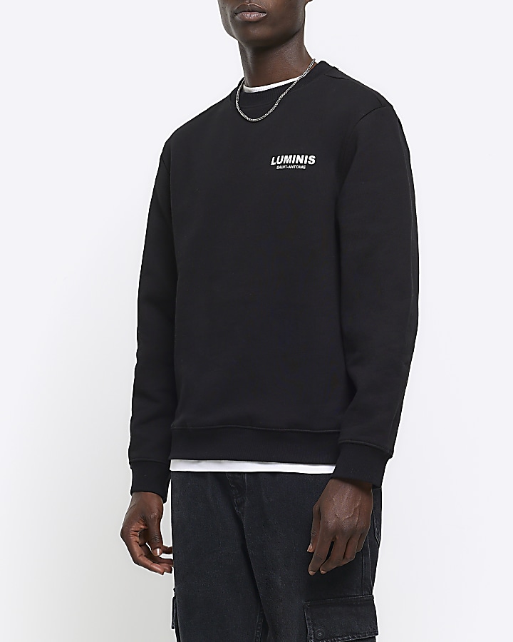 Black regular fit graphic sweatshirt | River Island