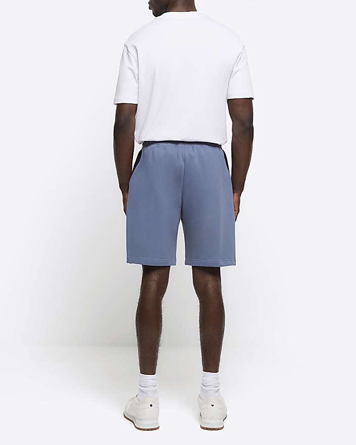 Blue regular fit elasticated shorts