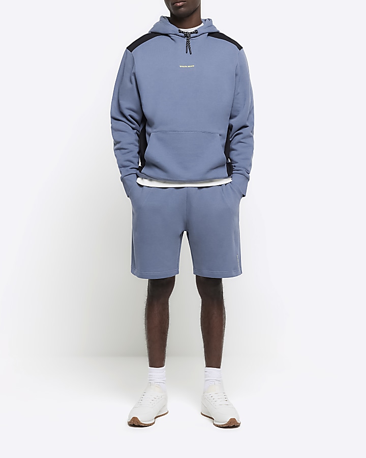 Blue regular fit elasticated shorts