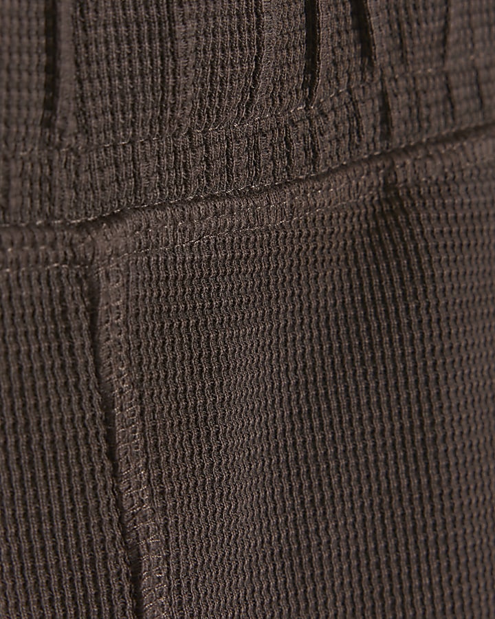 Brown regular fit waffle textured shorts