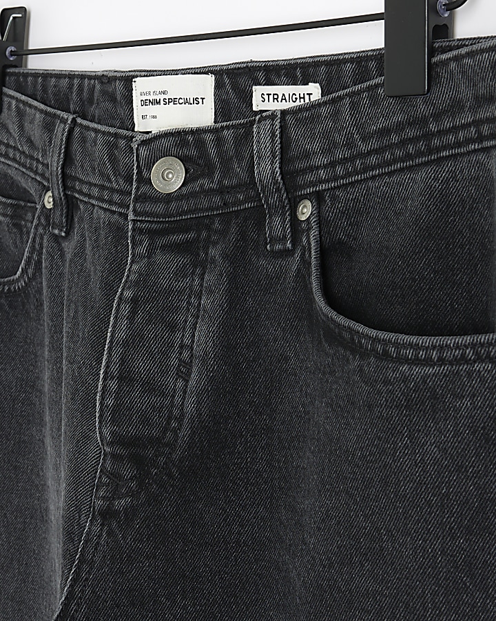 Washed black straight fit jeans