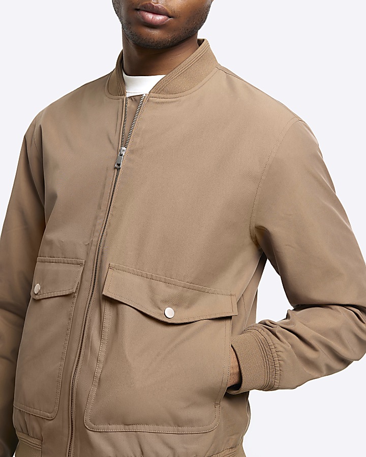 Stone regular fit pocket bomber jacket