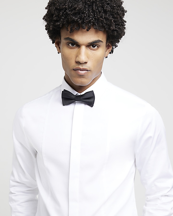 White slim fit formal long sleeve shirt