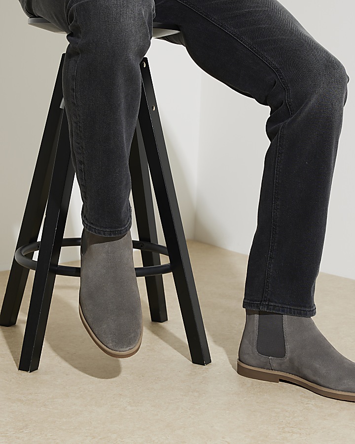 Grey Suede Chelsea Boots