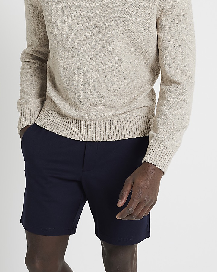 Navy regular fit pull on shorts