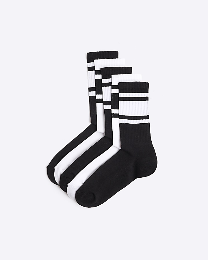 5PK black stripe tube socks