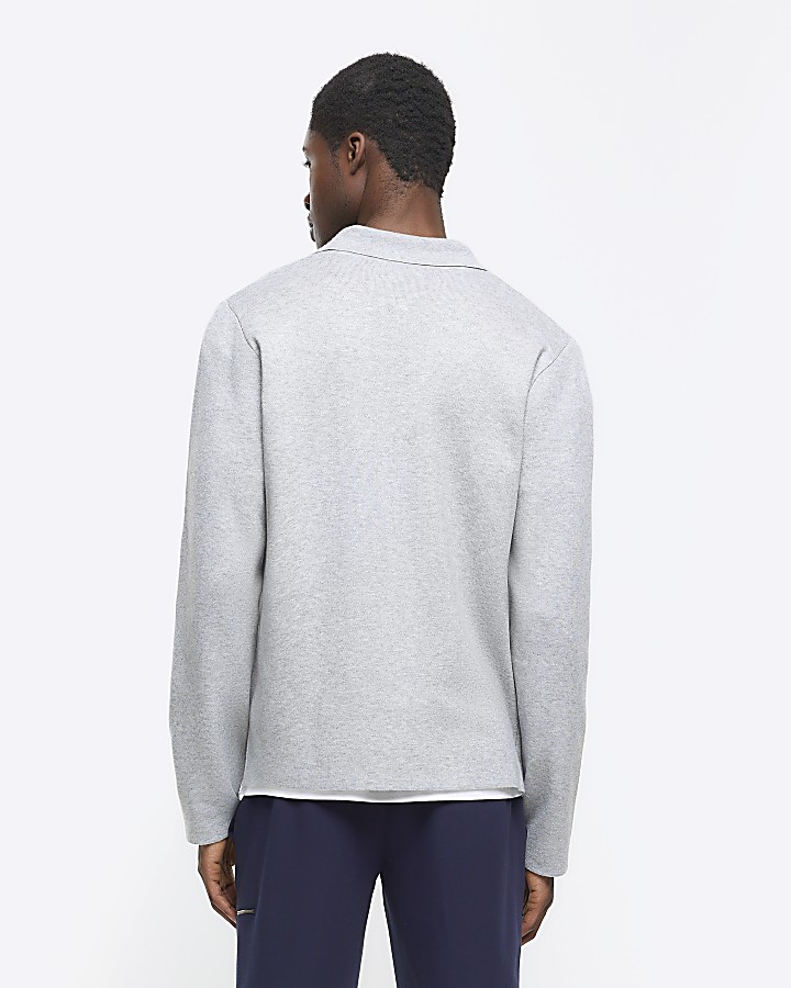 Grey regular fit zip up jumper