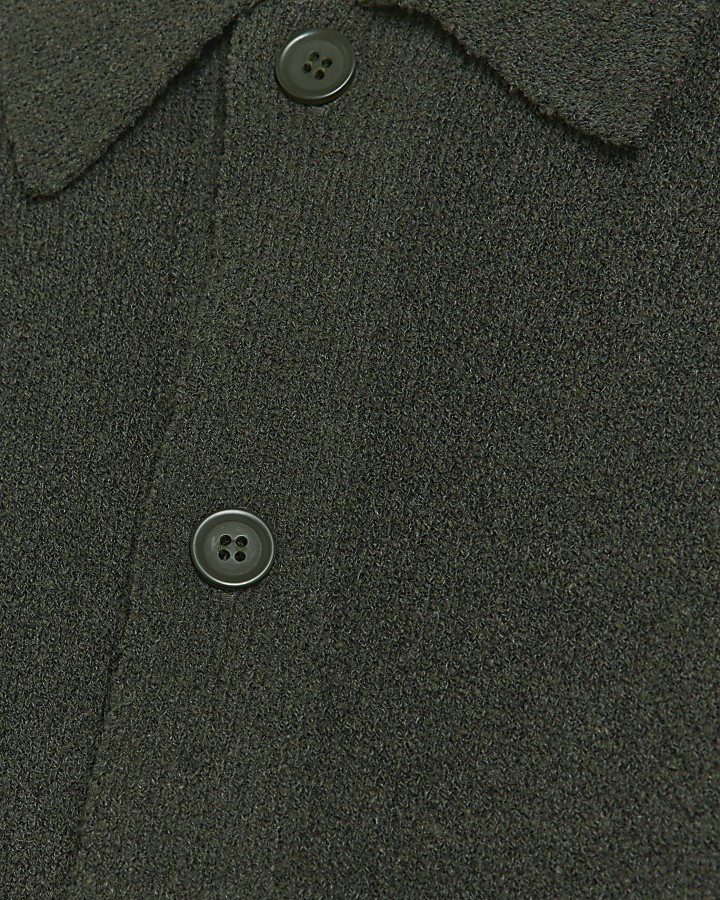 Green slim fit boucle knit cardigan