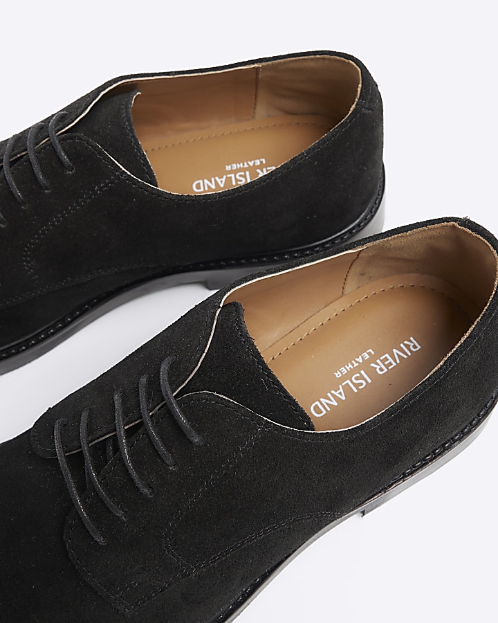 Black suede derby shoes
