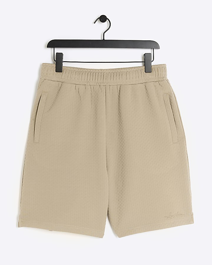 Stone regular fit quilted texture shorts