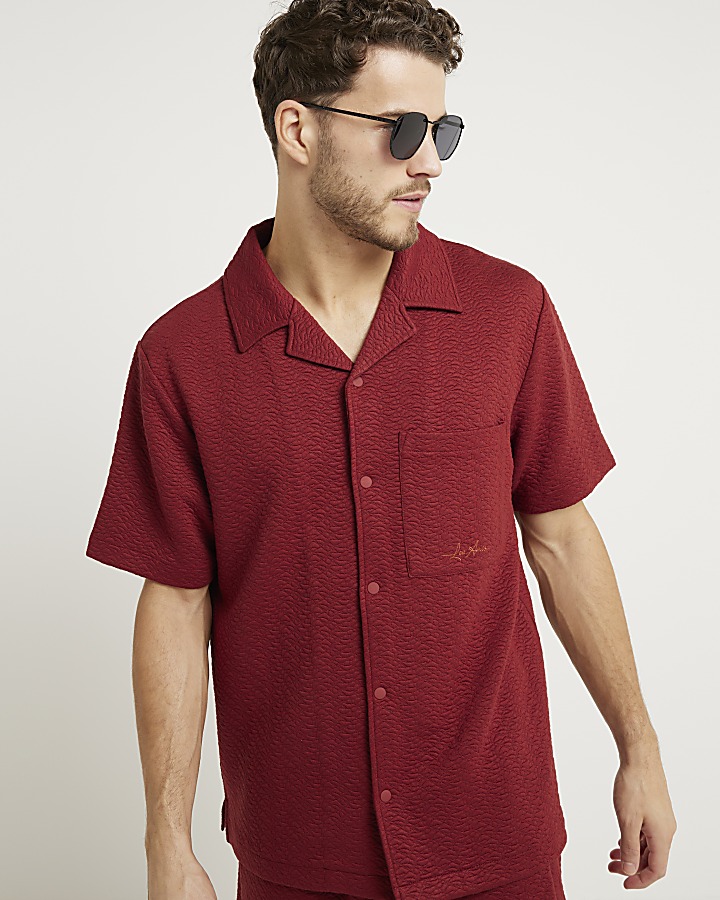 Rust regular fit quilted shirt