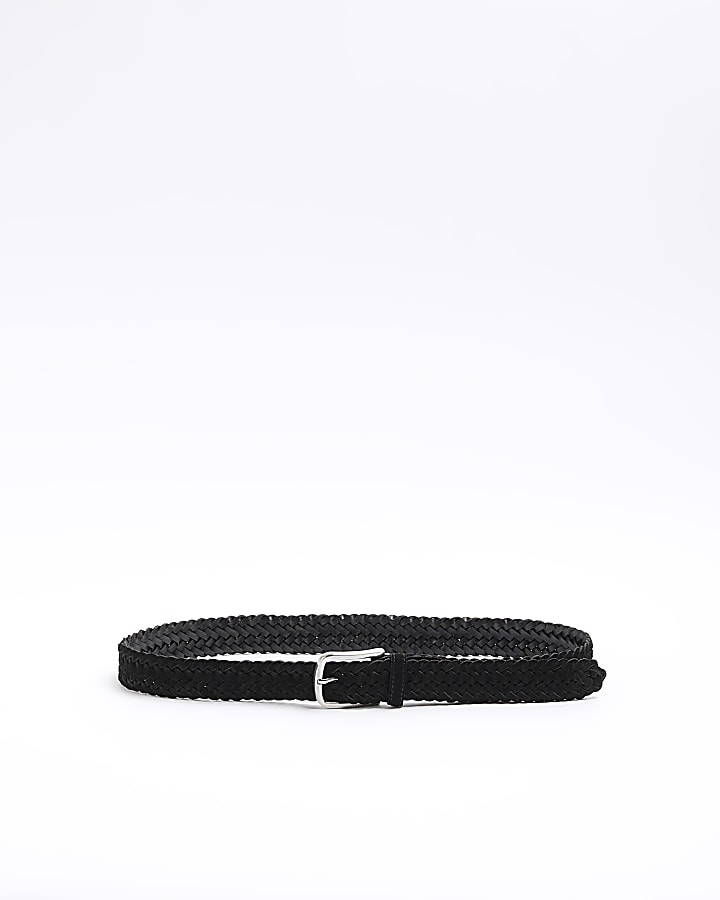 Black Leather Woven Belt