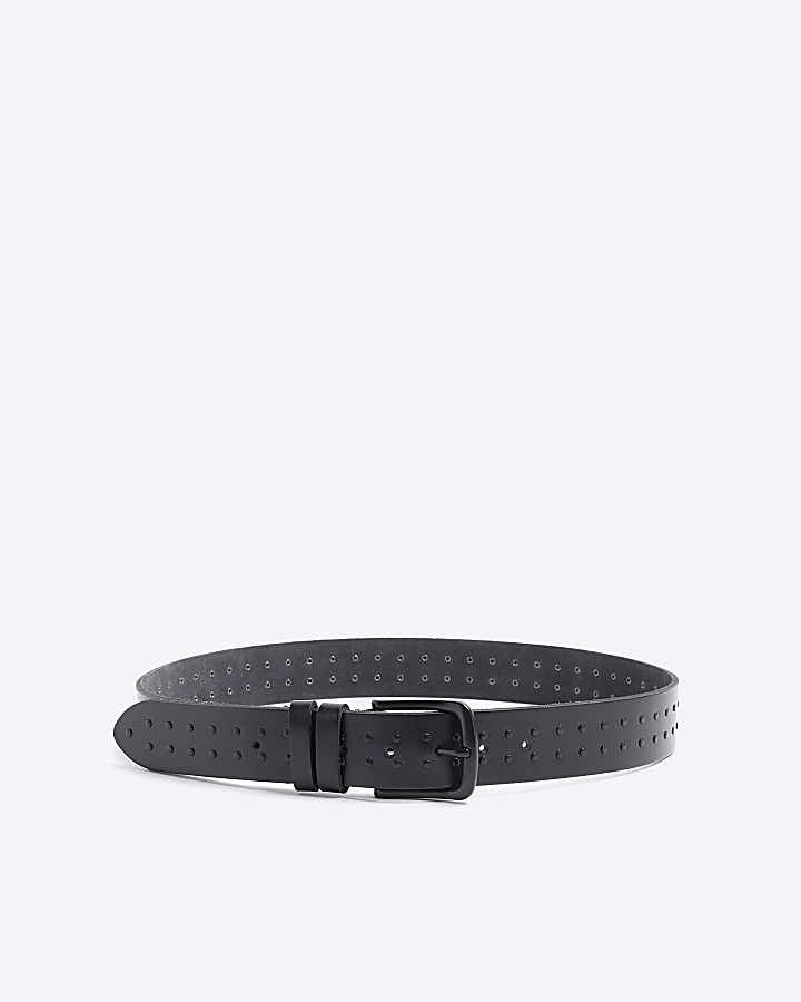 Black leather studded belt