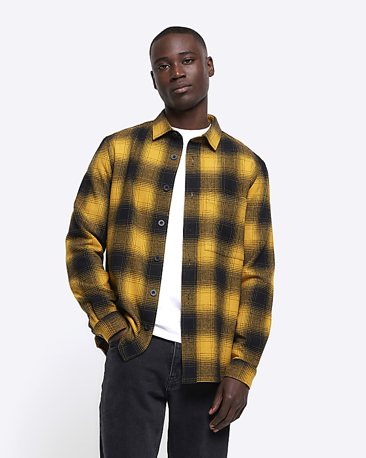 Yellow regular fit check shirt