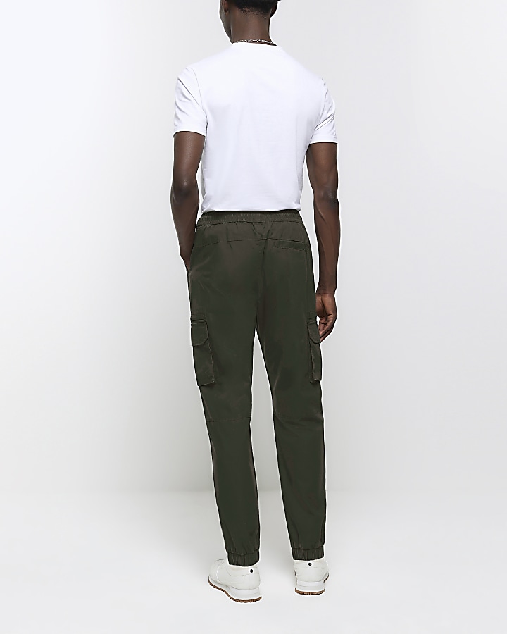 Green slim fit ripstop cargo trousers | River Island