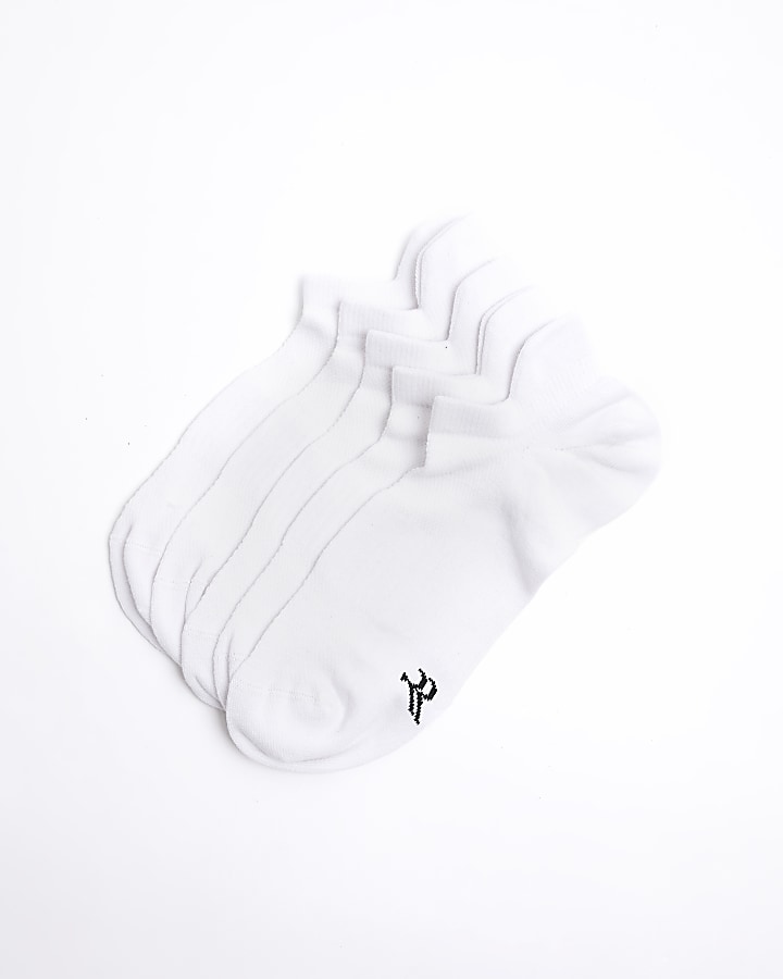 5PK white rib trainer socks