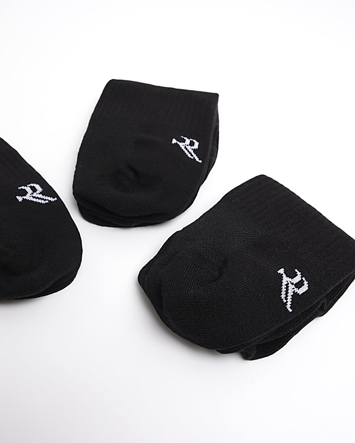 5PK Black Rib Trainer Socks