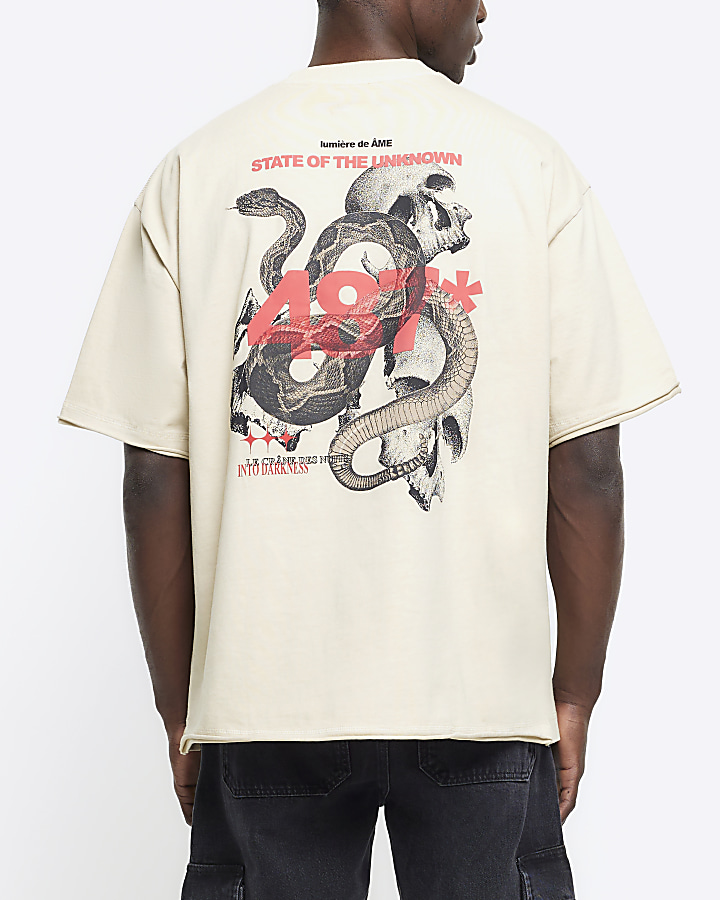 Stone oversized fit snake graphic t-shirt